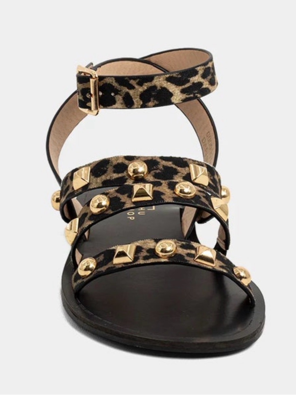 ShuShop Daphne Leopard Print Ankle-Strap Sandals